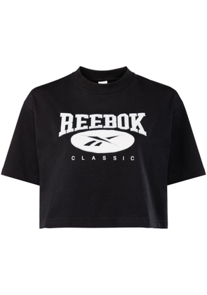 Reebok logo-embroidery cropped T-shirt - Black