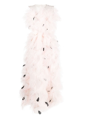 Huishan Zhang Mystique feather-embellished organza gown - Pink