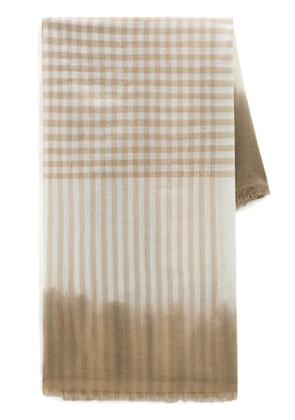 Woolrich plaid tie-dye scarf - Neutrals