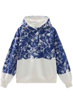 Woolrich paint-print cotton hoodie - Blue