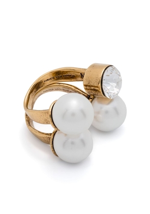DRIES VAN NOTEN pearl-detailing open-band rings (set of two) - Gold