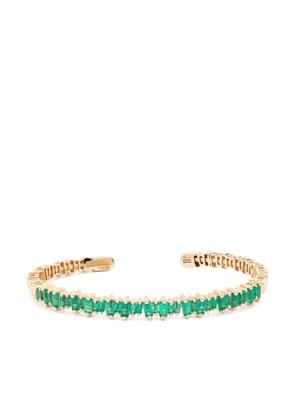 Suzanne Kalan 18kt yellow gold Bold emerald open-cuff bracelet