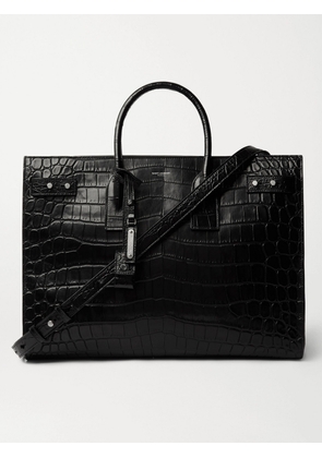 SAINT LAURENT - Croc-Effect Leather Tote Bag - Men - Black