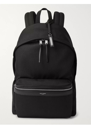 SAINT LAURENT - Leather-Trimmed Canvas Backpack - Men - Black