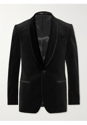 Mr P. - Cotton-Blend Velvet Tuxedo Jacket - Men - Black - 36