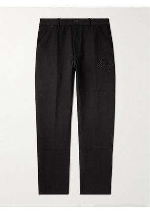 Moncler - Straight-Leg Logo-Embroidered Cotton-Canvas Trousers - Men - Black - IT 46