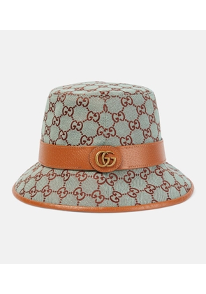 Gucci Jago GG leather-trimmed bucket hat