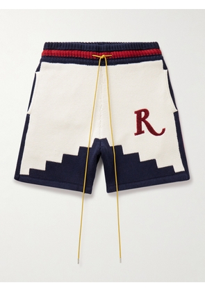Rhude - Saint Croix Straight-Leg Logo-Appliquéd Intarsia Cotton Drawstring Shorts - Men - White - S