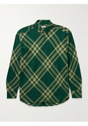 Burberry - Oversized Button-Down Collar Checked Wool-Flannel Shirt - Men - Green - S