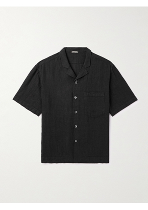 Barena - Bagolo Camp-Collar Cotton and Linen-Blend Gauze Shirt - Men - Black - IT 44
