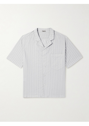 Barena - Bagolo Camp-Collar Striped Crinkled Cotton-Poplin Shirt - Men - White - IT 44