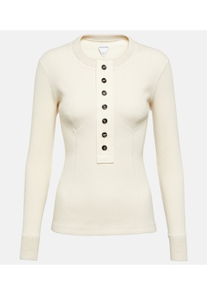 Bottega Veneta Ribbed-knit cotton-blend henley shirt