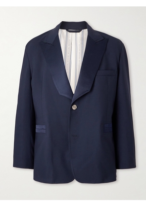 Etro - Silk Twill-Trimmed Stretch-Wool Suit Jacket - Men - Blue - IT 46