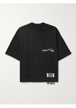 RRR123 - Laundry Bag Oversized Logo-Embroidered Cotton-Jersey T-Shirt - Men - Black - 1