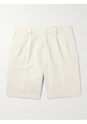 Zegna - Straight-Leg Pleated Cotton and Linen-Blend Twill Shorts - Men - Neutrals - IT 44