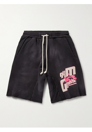 RRR123 - USO Straight-Leg Logo-Print Cotton-Jersey Drawstring Shorts - Men - Black - 1
