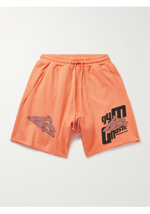 RRR123 - Fasting for Faster Straight-Leg Printed Cotton-Jersey Drawstring Shorts - Men - Orange - 1