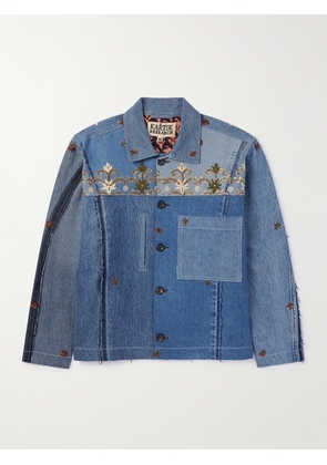 Kartik Research - Panelled Embellished Upcycled Denim Jacket - Men - Blue - S