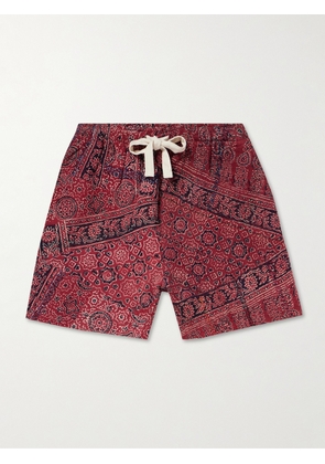 Kartik Research - Ajrakh Printed Cotton Drawstring Shorts - Men - Red - UK/US 30
