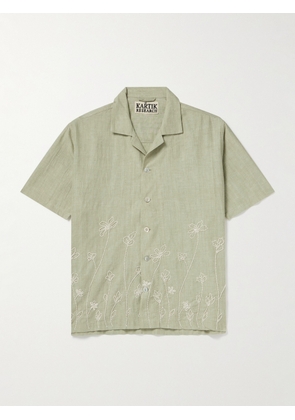 Kartik Research - Camp-Collar Beaded Cotton-Gauze Shirt - Men - Green - S