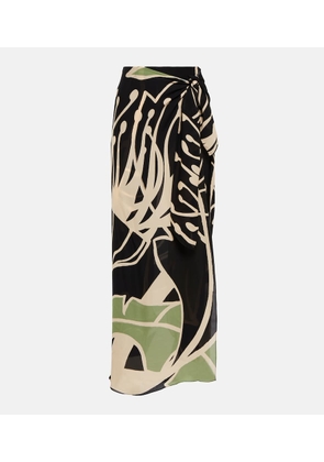 Johanna Ortiz Printed wrap detail silk georgette pants