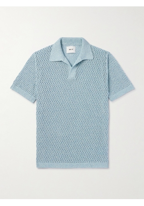 NN07 - Ryan 6632 Open-Knit Cotton-Blend Polo Shirt - Men - Blue - S