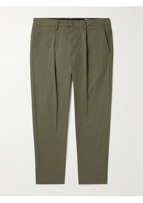 NN07 - Bill 1680 Tapered Cropped Pleated Cotton-Blend Trousers - Men - Green - UK/US 28