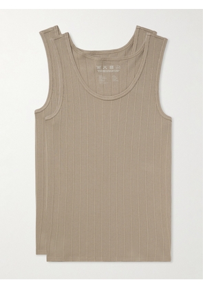 mfpen - Two-Pack Ribbed Organic Cotton Tank Tops - Men - Neutrals - S