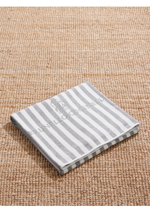 Brunello Cucinelli - Logo-Embroidered Striped Cotton-Terry Beach Towel - Men - White