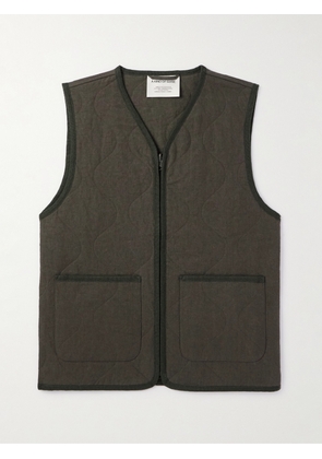 A Kind Of Guise - Bogdan Quilted Padded Stone-Washed Linen Gilet - Men - Green - XS