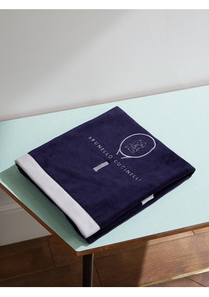 Brunello Cucinelli - Logo-Embroidered Cotton-Terry Beach Towel - Men - Blue