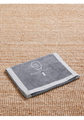 Brunello Cucinelli - Logo-Embroidered Cotton-Terry Beach Towel - Men - Gray