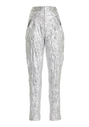 LAPOINTE - Crinkled Meatllic Tapered Pants - Silver - US 0 - Moda Operandi