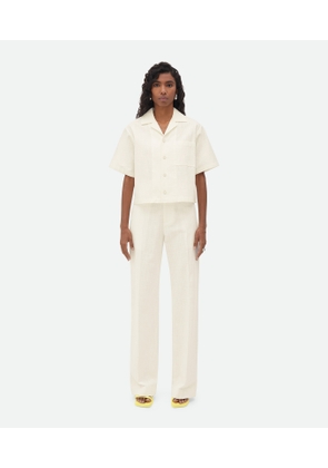 Bottega Veneta Relaxed Fit Short-sleeved Textured Cotton Shirt - White - Woman   Cotton