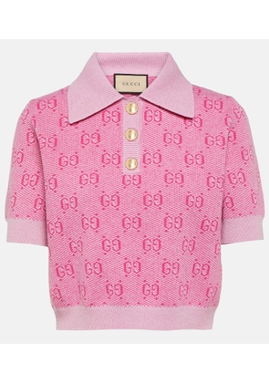 Gucci GG cropped wool jacquard polo shirt
