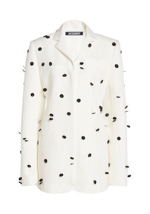 Jacquemus - Caraco Dot-Embroidered Canvas Jacket - Black/white - FR 40 - Moda Operandi