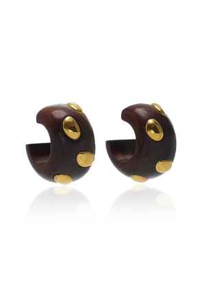 Lizzie Fortunato - Acacia Gold-Plated Wood Earrings - Brown - OS - Moda Operandi - Gifts For Her