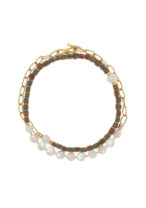 Lizzie Fortunato - Porto Covo Gold-Plated Pearl Beaded Chain Necklace - Brown - OS - Moda Operandi - Gifts For Her