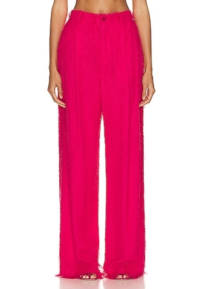 Lapointe Lightweight Fringe Relaxed Pleated Pant in Cerise - Fuchsia. Size 2 (also in ).