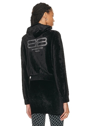 Balenciaga Fitted Zip Up Hoodie in Black - Black. Size 36 (also in 34, 42).