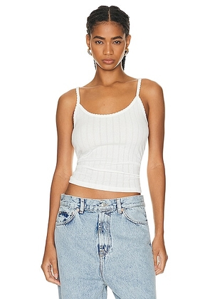 LESET Pointelle Classic Tank Top in White - White. Size XL (also in L, XS).