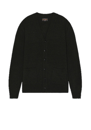 Beams Plus Elbow Patch Cardigan in Olive - Green. Size M (also in L, S).