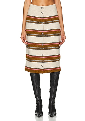 chanel Chanel Striped Knit Skirt in Beige & Brown - Beige. Size 38 (also in ).