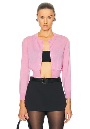 Alexander Wang Cropped Crewneck Cardigan in Candy Pink - Pink. Size M (also in S, XS).