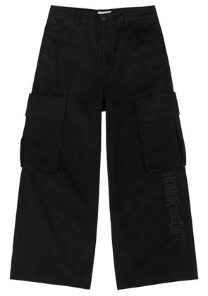 Honor The Gift Wide-leg Cotton Cargo Trousers - Black - 30 (W30 / S)