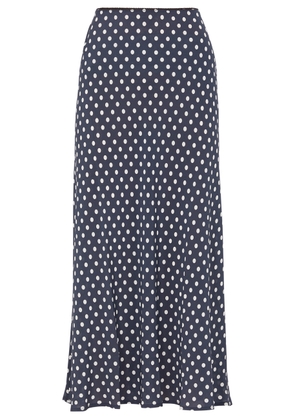 Rixo Ardith Polka Dot-print Silk Midi Skirt - Navy - L (UK 14 / L)