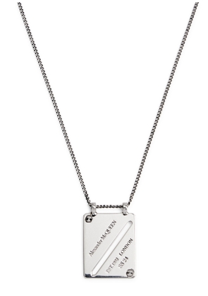 Alexander Mcqueen Identity Tag Engraved Necklace - Silver