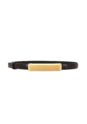 TOM FORD Stamped Croc 15mm Belt in Espresso - Chocolate. Size 60 (also in 65, 75).