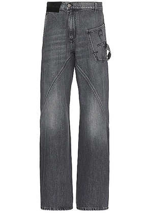 JW Anderson Twisted Workwear Jeans in Grey - Black. Size 34 (also in 32).