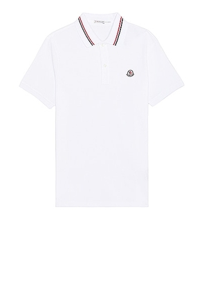 Moncler Short Sleeve Polo in White - White. Size L (also in M, S, XL/1X).